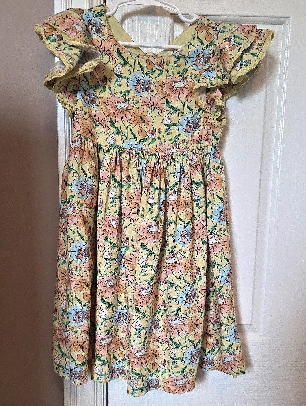Cath Kitson KidsGirls Floral Flutter Sleeve Dress Size 6-7Y